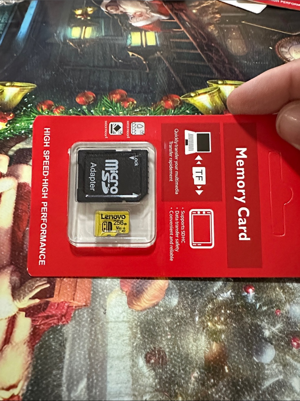 Lenovo Yellow 256GB microSD Card with Black Adapter in Red Pack